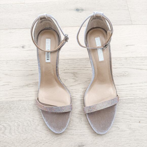 Steve Madden Sandal Womens 9.5 Tecy Velvet Rhinestone Heeled Glam Event Wedding‎ - Picture 4 of 9